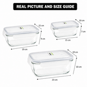 Limon 3-Piece Rectangular Glass Storage Container Set with Lids