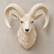 Royal Majestic White Ram Wall Sculpture