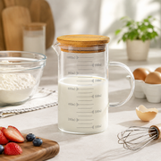 Clear 1000ml kitchen measuring cup with printed scale