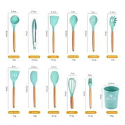 12-Piece Silicone Cooking Utensil Set with Wooden Handles | Heat Resistant Non-Stick Kitchen Tools