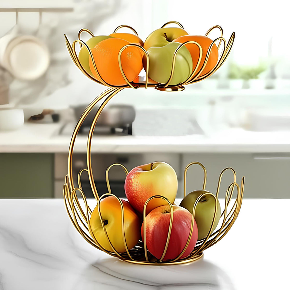 Matrix 2-Tier Golden Crescent Fruit Basket