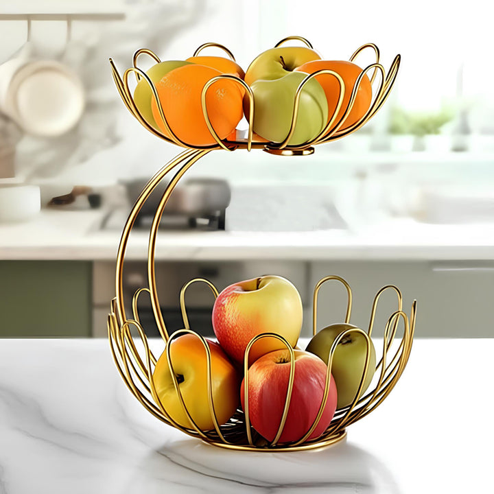 Matrix 2-Tier Golden Crescent Fruit Basket