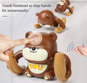 Electric Tumbling Bear Toy | Twist & Roll with Light-Up "I Love U" Chest, Music & Lights for Kids