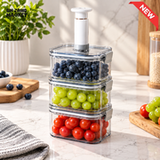 3-PIECE STACKABLE VACUUM FOOD STORAGE CONTAINER SET WITH PUMP