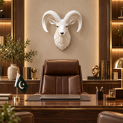 Royal Majestic White Ram Wall Sculpture