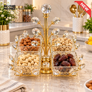 4 BOWL GOLDEN CRYSTAL DRY FRUIT & SNACK SERVING SET