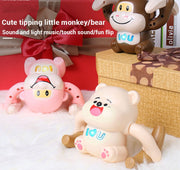 Electric Tumbling Bear Toy | Twist & Roll with Light-Up "I Love U" Chest, Music & Lights for Kids