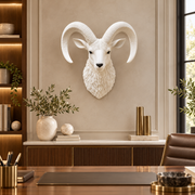 Royal Majestic White Ram Wall Sculpture