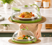 Transparent Food Cover Dome, Microwave Splatter Cover With Water Steamer, Reusable Microwave Food Cover, Kitchen Food Cover with Lock Clips