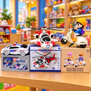 3-in-1 Action Toy Bundle – Police Stunt Car, Fighter Helicopter & Electric Stunt Motorcycle
