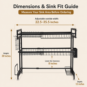 Expandable 2-Tier  OverSink Dish Drying Rack By Matrix