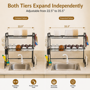 Expandable 2-Tier  OverSink Dish Drying Rack By Matrix