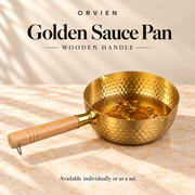 Golden Sauce Pan with Wooden Handle