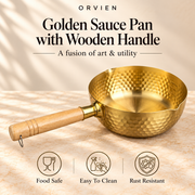 Golden Sauce Pan with Wooden Handle