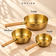 Golden Sauce Pan with Wooden Handle