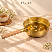 Golden Sauce Pan with Wooden Handle