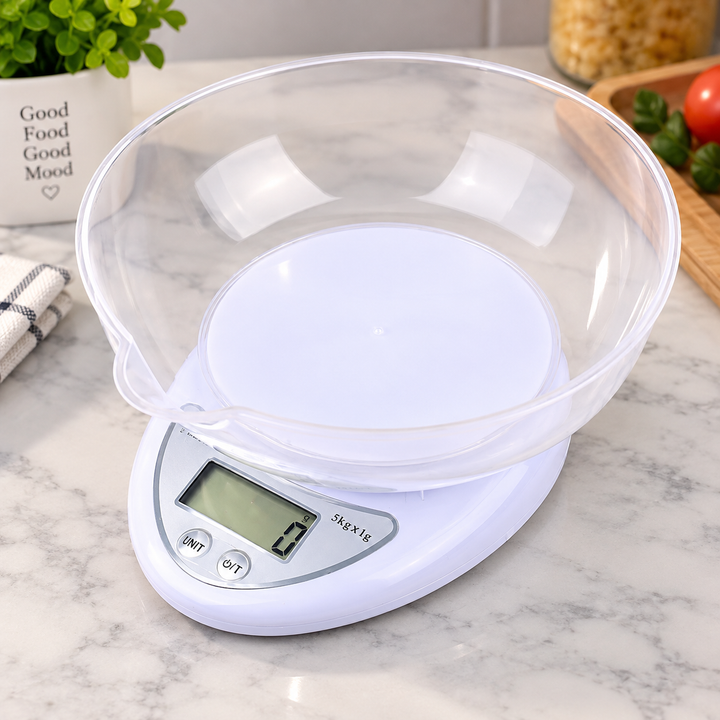 Digital Kitchen Scale with Bowl | 5kg Capacity, Tare Function