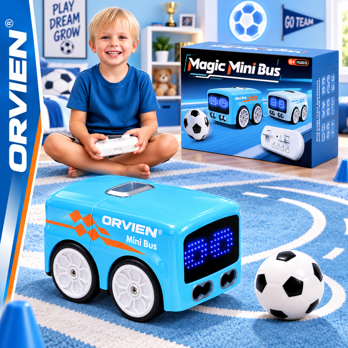 Magic Mini Bus | 5-in-1 RC Toy Car with Line Tracking, Dodge Mode & LED Face