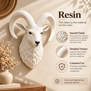 Royal Majestic White Ram Wall Sculpture