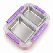 Two-section steel lunch box for school and office meals