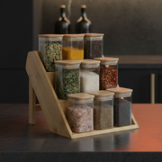3-Tier Bamboo Spice Rack with 9 Glass Jars