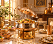 Decorative Serving Chafing Dish With Glass Lid