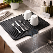 Premium Silicone Sink Drying Mat with Drain Spout – Anti-Slip Kitchen Dish Drainer Tray (New Imported Quality Big Size) (76 × 47 cm)
