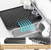 Premium Silicone Sink Drying Mat with Drain Spout – Anti-Slip Kitchen Dish Drainer Tray (New Imported Quality Big Size) (76 × 47 cm)