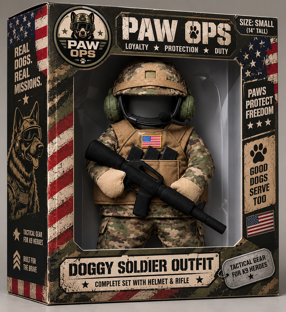Funny Soldier Costume for Dogs & Cats | Military Outfit