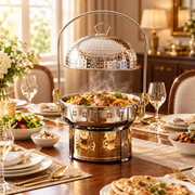 Decorative Serving Food Warmer With Lid And Stand