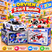 2-in-1 Police Car & Fighter Helicopter Toy Bundle for Kids