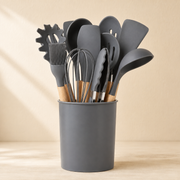 12-Piece Silicone Cooking Utensil Set with Wooden Handles | Heat Resistant Non-Stick Kitchen Tools