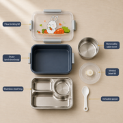 Kids Bunny Lunch Box | Stainless Steel with Extra Steel Bowl