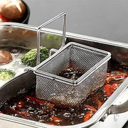 Mesh frying basket for draining excess oil