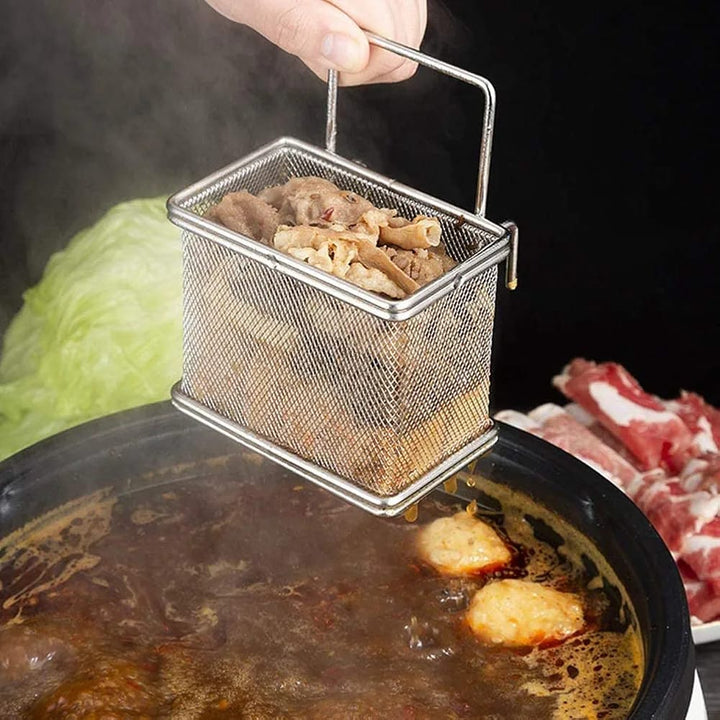 Stainless steel deep fry basket strainer for kitchen use