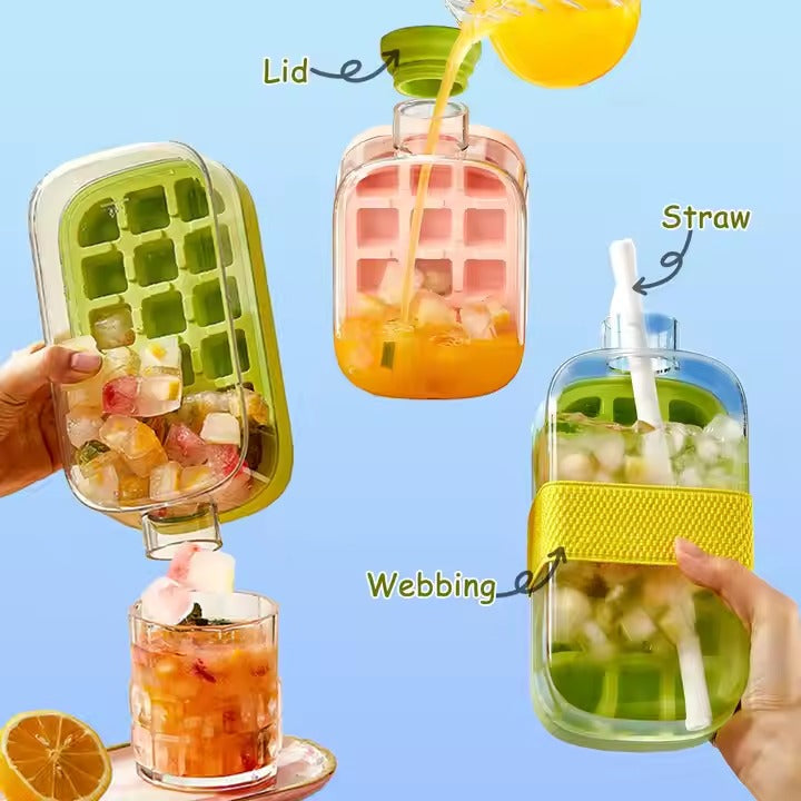 2-in-1 ice maker water bottle with straw