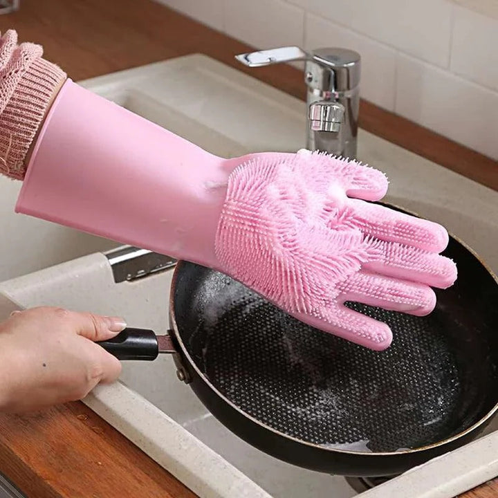 Silicone dishwashing gloves for kitchen cleaning