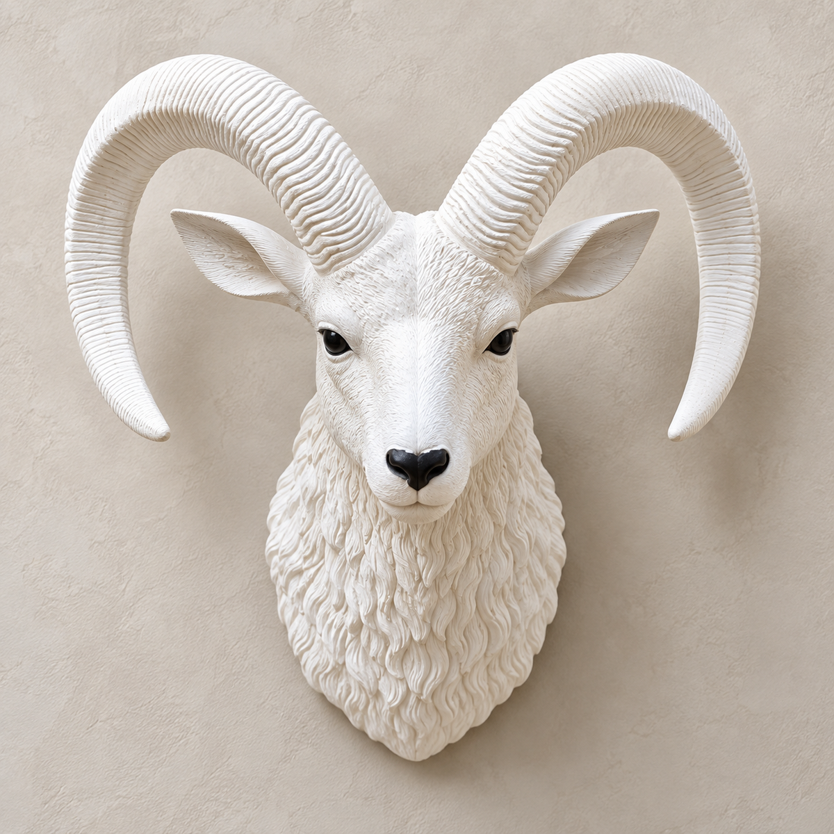 Royal Majestic White Ram Wall Sculpture