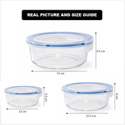 3-Piece Round Glass Food Storage Container Set