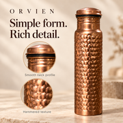 Detail crops showing the Classic bottle’s smooth neck profile and rounded hammered texture.