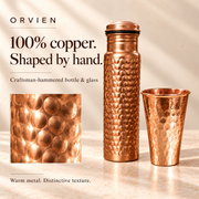 1000 ml copper bottle and hammered glass set — craft. Representative glass shown; select glass height on the product page.
