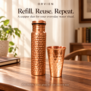 1000 ml copper bottle and hammered glass set — reuse. Representative glass shown; select glass height on the product page.