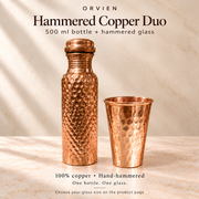 500 ml bottle set: General bundle illustration showing one bottle and one hammered glass. Choose glass height on the product page.