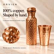 100% copper bottle and glass with craftsman-hammered texture.