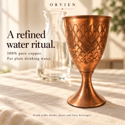 Pure copper goblet in a plain drinking-water setting.
